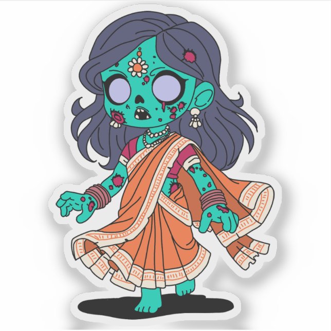 Niedliche indische Zombie Aufkleber (Vorderseite)