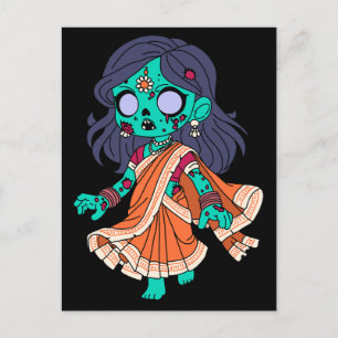 Niedliche indische Zombie Postkarte