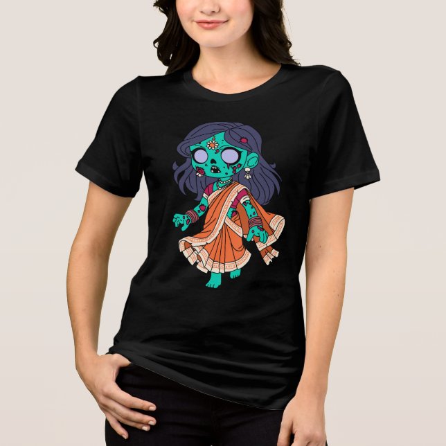 Niedliche indische Zombie Tri-Blend Shirt (Vorderseite)