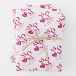 Niedliche, individuell angepasste rosa MAMA- und H Geschenkpapier Set