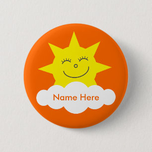 Niedliche, individuell anpassbare Happy Sun Orange Button