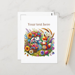 Niedliche, individuell anpassbare Tierfreunde Fuch Postkarte