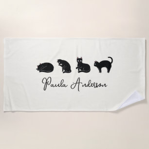 Niedliche, individuell einstellbare Schwarzkatzenk Strandtuch