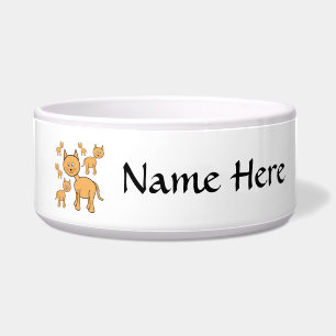 Niedliche Ingwer-Katzen.  Katzen-Karikatur Napf