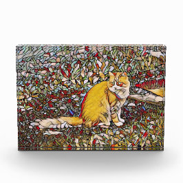 Niedliche Ingwerkatze zum Spazierengehen Fotoblock