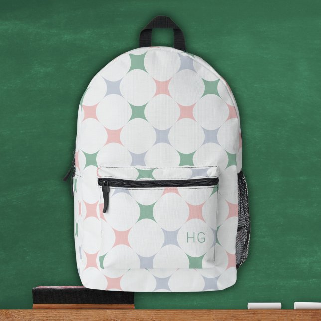 Niedliche Initialen von Girly Pastel Pink und Gree Bedruckter Rucksack (Von Creator hochgeladen)