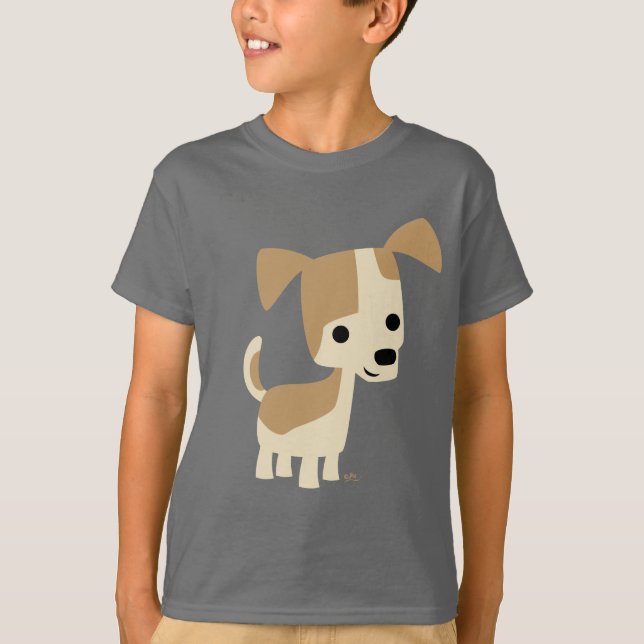 Niedliche inquisitive Cartoon Dog Children T - Shi T-Shirt (Vorderseite)