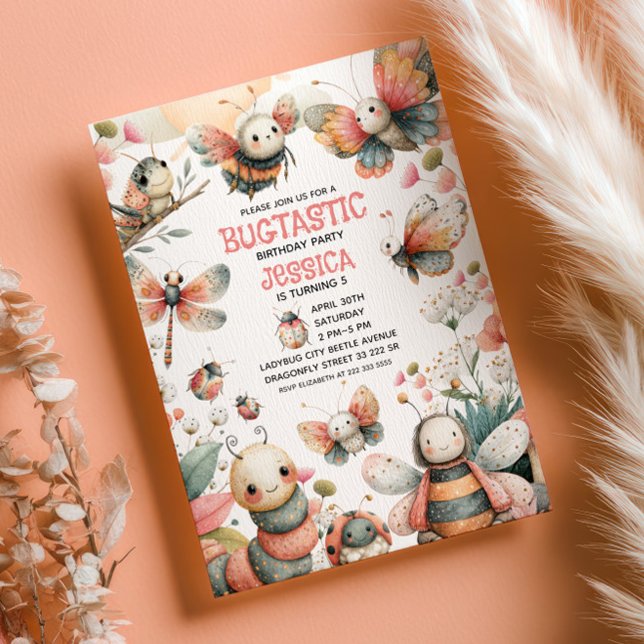 Niedliche Insekten Bugtastic Festive Kindergeburts Einladung (Von Creator hochgeladen)