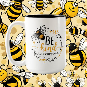 niedliche inspirierende Bienen lieben Wortkunst Zweifarbige Tasse