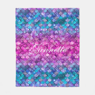 Niedliche Iridescent Lila Mermaid Imitate Glitzer Fleecedecke