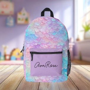 Niedliche Iridescent Mermaid-Skala Personalisiert Bedruckter Rucksack