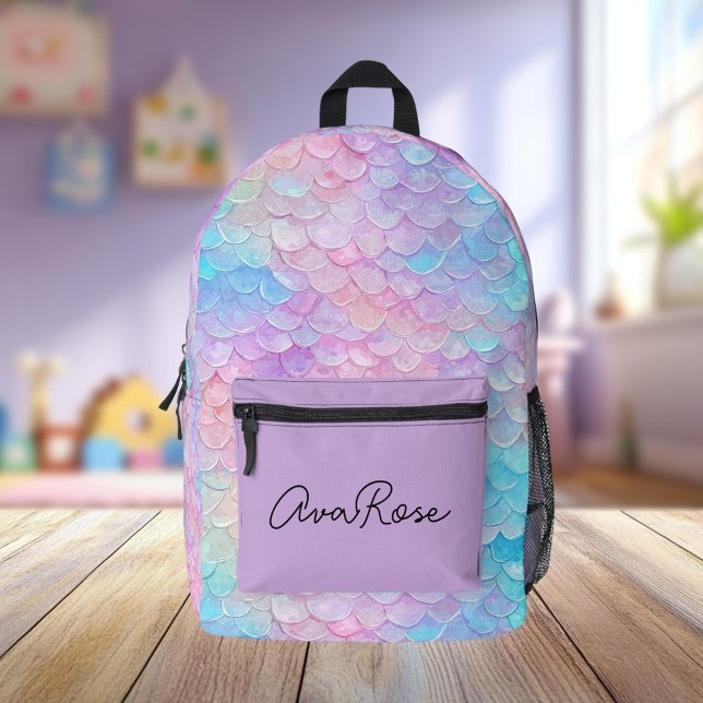 Niedliche Iridescent Mermaid-Skala Personalisiert Bedruckter Rucksack (Von Creator hochgeladen)