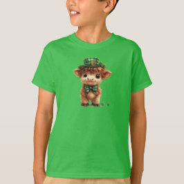 Niedliche Irish Highland Kuh mit Kleeblättern 3D-C T-Shirt