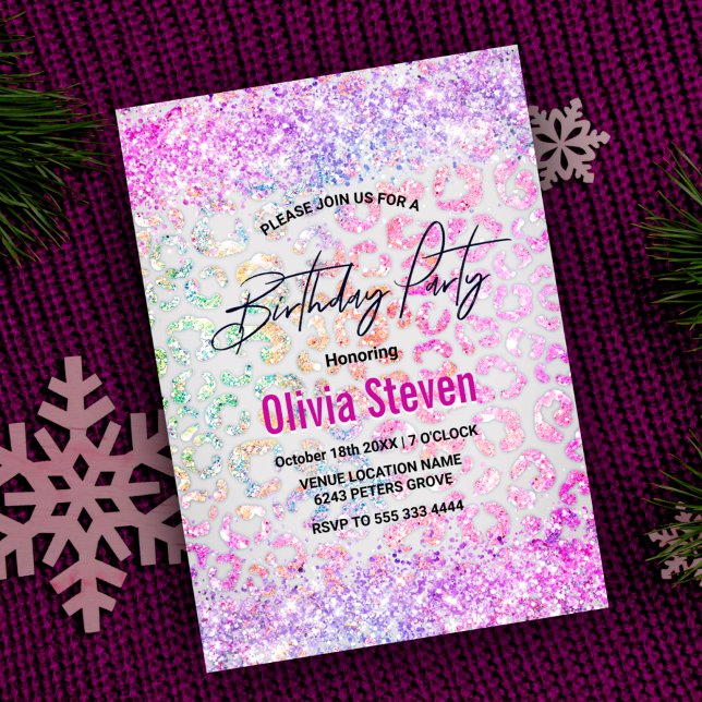 Niedliche Irisierbarkeit Tierische Glitzer-Monogra Einladung (Von Creator hochgeladen)