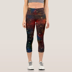 Niedliche irisierende farbige Imitat Glitzer Monog Capri Leggings