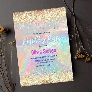 Niedliche irisierende Imitate Gold Glitzer Einladung