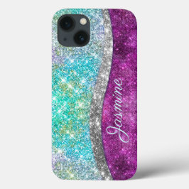 Niedliche irisierende lila aquamarine Imitat Glitz Case-Mate iPhone Hülle