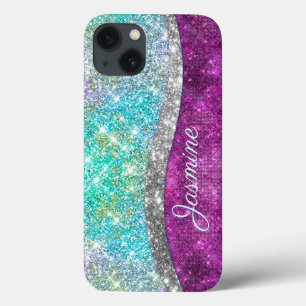Niedliche irisierende lila aquamarine Imitat Glitz Case-Mate iPhone Hülle