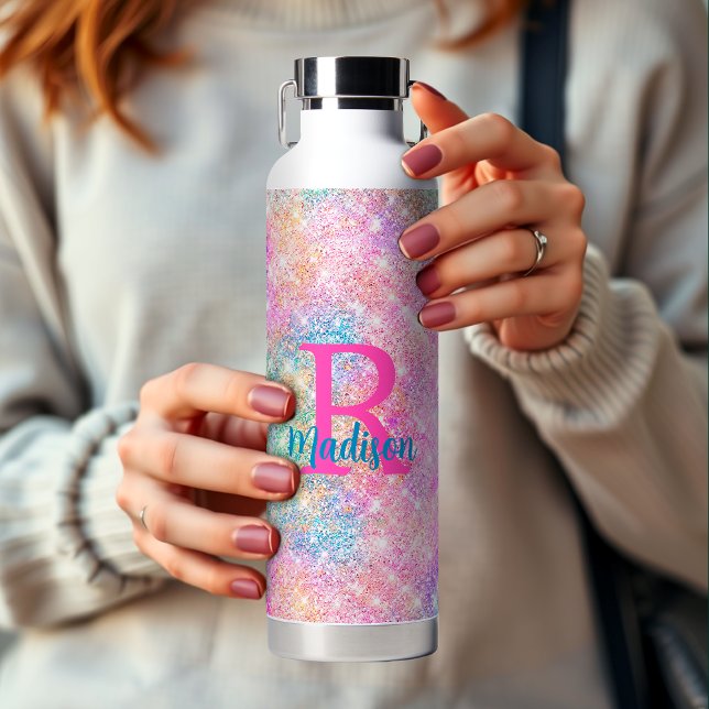 Niedliche irisierende, unicorfarbene Imitate Glitz Trinkflasche (Von Creator hochgeladen)