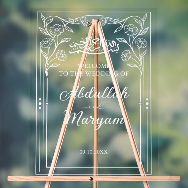 Niedliche islamische Hochzeit mit Flora und Fauna Acrylschild (Von Creator hochgeladen)