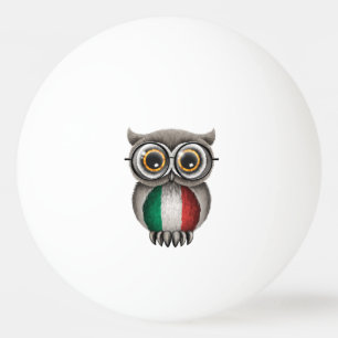 Niedliche italienische Flaggen-Eulen-tragende Tischtennisball