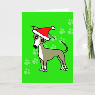 Niedliche italienische Greyhound Cartoon Weihnacht Feiertagskarte