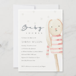 Niedliche Ivory Pink Bunny Soft Toy Baby Dusche la Dankeskarte