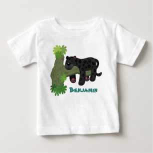 Niedliche Jaguar-Schwarzpanther-Katze-Cartoon-Abbi Baby T-shirt