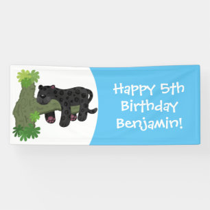 Niedliche Jaguar-Schwarzpanther-Katze-Cartoon-Abbi Banner