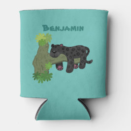 Niedliche Jaguar-Schwarzpanther-Katze-Cartoon-Abbi Dosenkühler