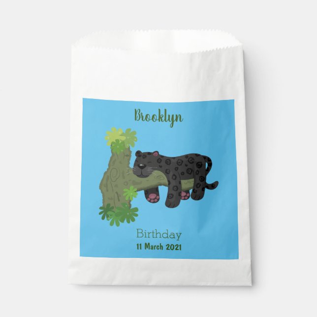 Niedliche Jaguar-Schwarzpanther-Katze-Cartoon-Abbi Geschenktütchen (Vorderseite)