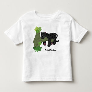 Niedliche Jaguar-Schwarzpanther-Katze-Cartoon-Abbi Kleinkind T-shirt