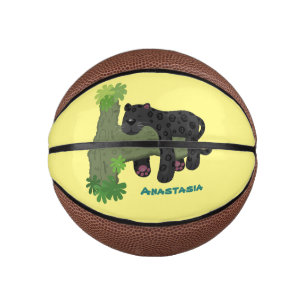 Niedliche Jaguar-Schwarzpanther-Katze-Cartoon-Abbi Mini Basketball
