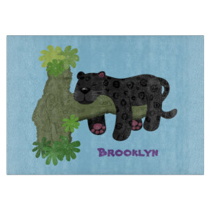 Niedliche Jaguar-Schwarzpanther-Katze-Cartoon-Abbi Schneidebrett