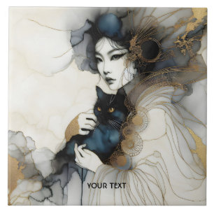 Niedliche japanische Girl Cat Fliese