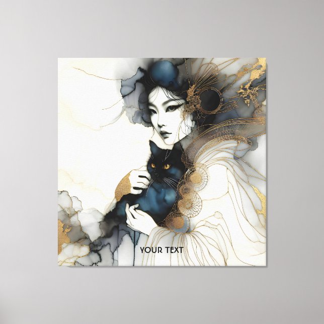 Niedliche japanische Girl Cat Leinwanddruck (Vorderseite)