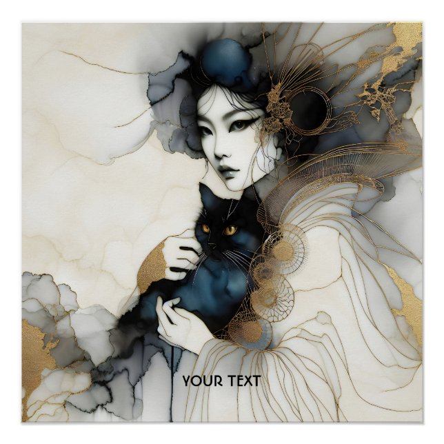 Niedliche japanische Girl Cat Poster (Vorderseite)