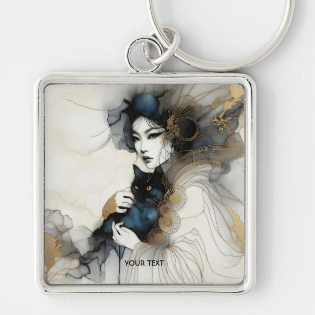 Niedliche japanische Girl Cat Schlüsselanhänger (Vorne)