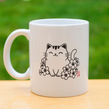 Niedliche japanische Katze und Sakura mit "Neko"-B