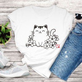 Niedliche japanische Katze und Sakura mit "Neko"-B Tri-Blend Shirt