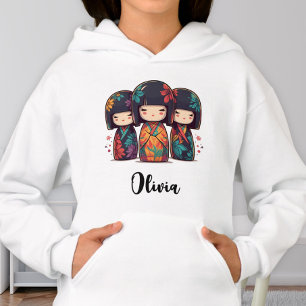 Niedliche japanische Kokeshi Dolls Hoodie
