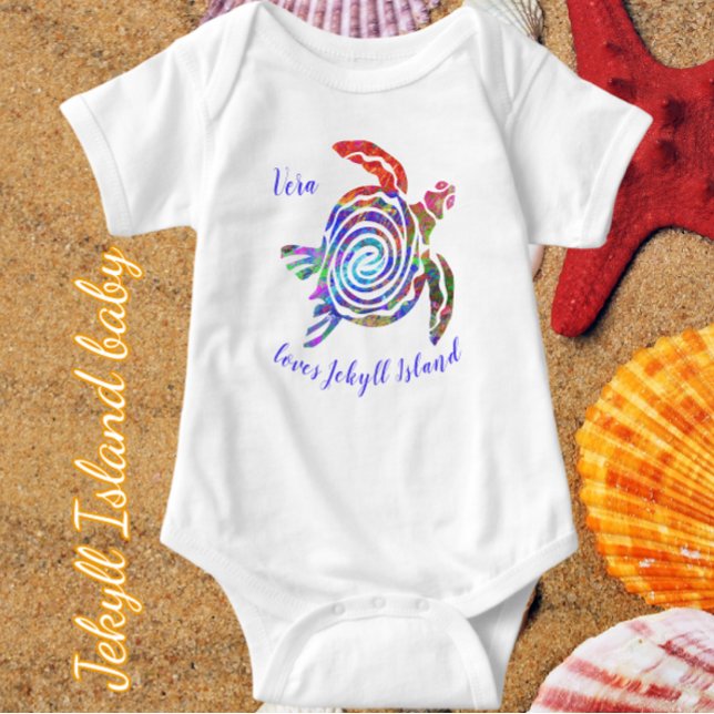 Niedliche Jekyll Island Georgia Farbenfrohe Meeres Baby Strampler (Easily add child's name to this adorable bodysuit.)