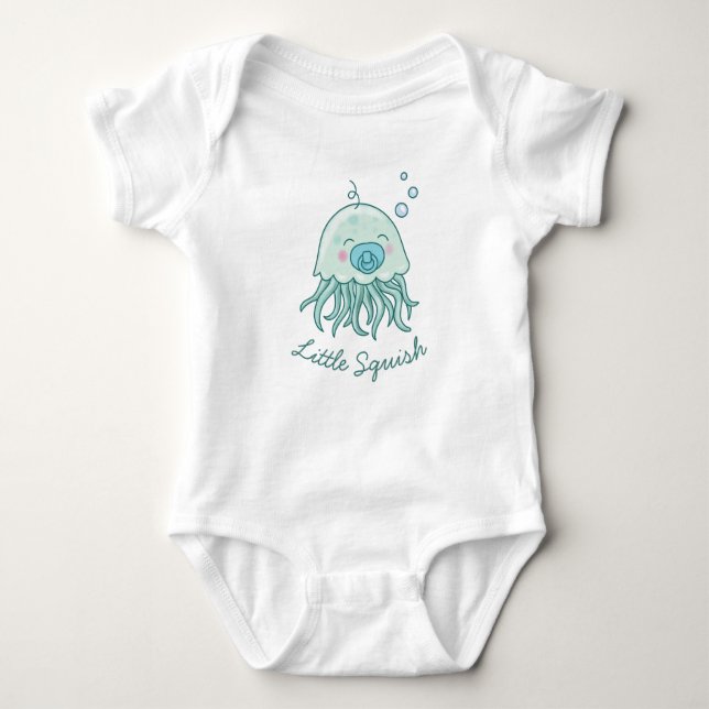 Niedliche Jellyfish Baby Dusche Kawaii Blue Boy Strampler (Vorderseite)
