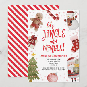 Niedliche Jingle und Mingle Red Christmas Holiday  Einladung