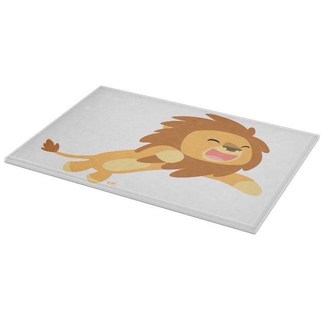 Niedliche Joyful Cartoon Lion Cutting Board Schneidebrett (Ecke)