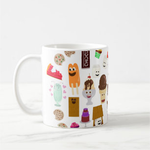 Niedliche Joyful Food Characters Cartoon Pattern Kaffeetasse