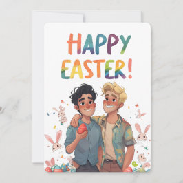 Niedliche Joyous Gay Gouple Ostercard Feiertagskarte