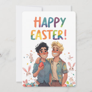 Niedliche Joyous Gay Gouple Ostercard Feiertagskarte