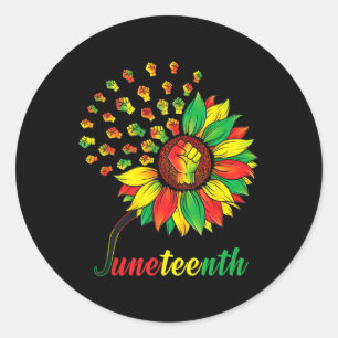 Niedliche Juneteenth Fist Sonnenblume Schwarzer Af Runder Aufkleber