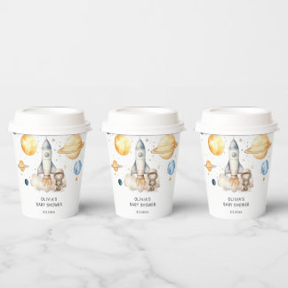 Niedliche Junge Astronaut Space Babydusche Pappbecher